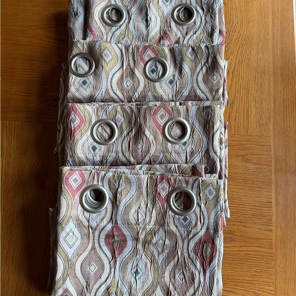at home Tan & Multi-Color Patterned four Curtain Panels Only